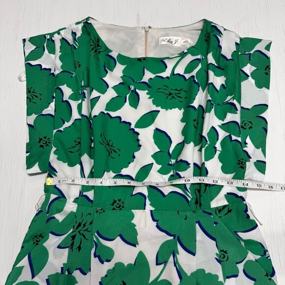 Eliza J Short Sleeve Floral Green Dress Size 4 - Picture 6 of 10